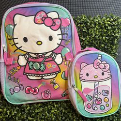 Hello Kitty Back Pack With Lunch Bag 