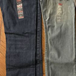 2 pairs of New Levi Strauss & Co Boys Jeans  12 Regular 26x26 Slim/Skinny - 511 & 510 Jeans