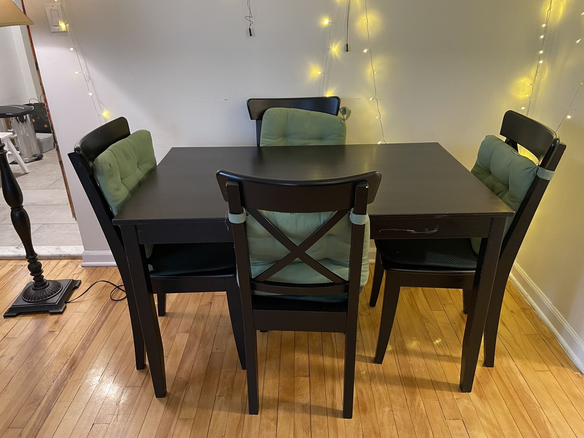 Ikea dining table with 4 chairs