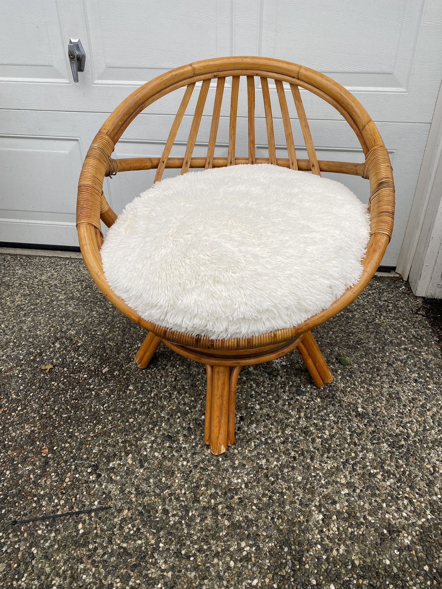 Ficks Reed Rattan Armchair with Saucer Mid Century