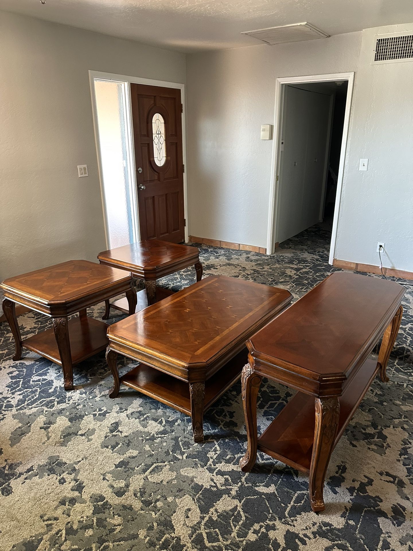 Full Set Coffee table 2 end tables And sofa console table Wood
