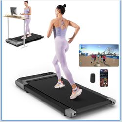 DeerRun 2025 Upgrade Walking Pad, Smart Under Desk Treadmill for Home Office, No-Assembly Treadmills with APP and Remote Control, LED Display, 2.5 HP 