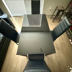 Glass Dining Table With 4 Chairs Set