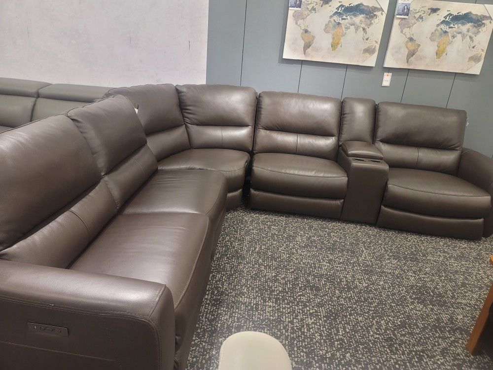 Electric 3 section leather sofa set