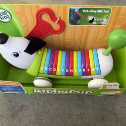 Leap Frog Alphapup Green Pull Along Educational Learning Alphabet Toy Dog Puppy