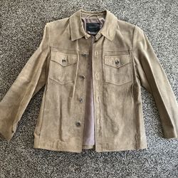 Express Men’s Small Beige 100% Leather Suede Jacket