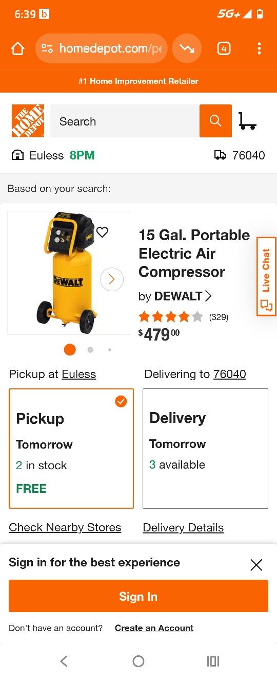DeWalt 15 Gal Compressor