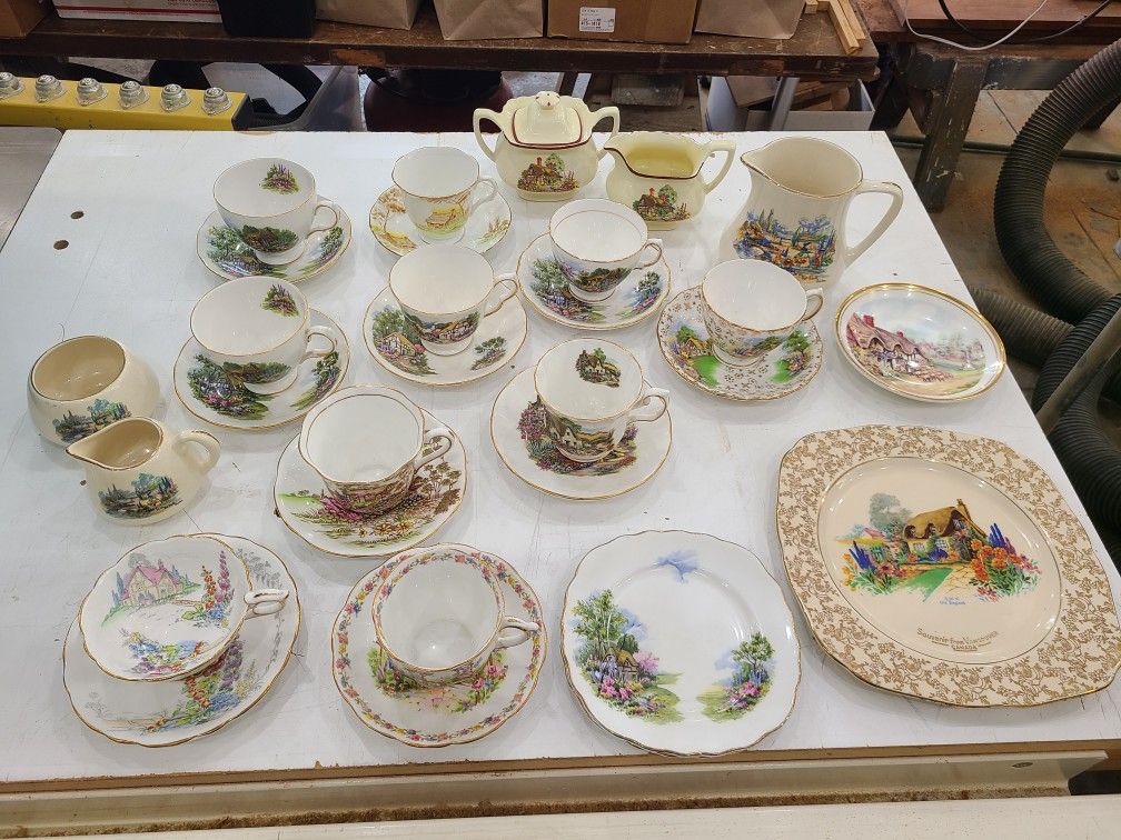 Antique Bone China Tea Cups & Saucers