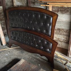 Wood And Leather Bed