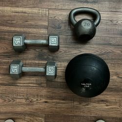 dumbbells, Kettlebell, Med Ball Set