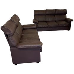 Brown Leather Couch And Loveseat Sofa Set **ALL NYC DELIVERY**