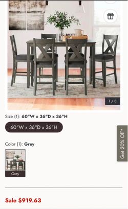 5-Piece Counter Height Dining Set – Grey Farmhouse Table & Chairs