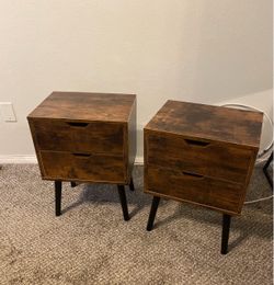 Pair of Mid-Century Nightstands with 2 Drawers
