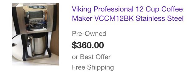 Viking Professional Programmable 12 Cup Coffee Maker Model #VCCM12