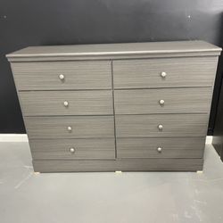 Grey Compressed Wood 8- Drawer Dresser