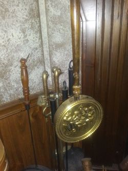 Vintage brass bed warmer