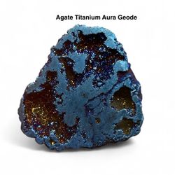 Agate Titanium Aqua Aura  Geode 69.7g Very Sparkly BEAUTIFUL