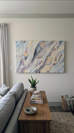 Large Abstract Canvas Wall Art – 47" x 30" – Modern Neutral Tones