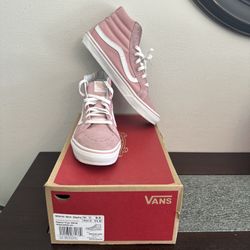 Vans Sk8-Hi High Top Light Pink White Canvas Shoes Size 9.5 Men 11 Woman