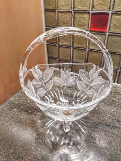 Vintage Crystal Basket With Handle