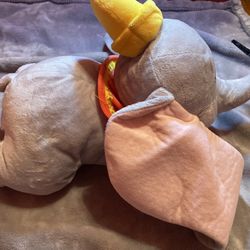DUMBO WITH FEATHER, Large 18” Disney Store Stuffed Plush EUC