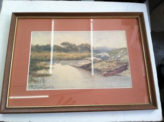 R. Malachi Tyrrell 17x12 Framed Lakeside Watercolor Painting