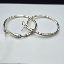 Sterling Silver 1 1/4 In. Round Hoops
