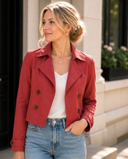 Theory Red Cropped Jacket Women's Petite P Wool Blend Tailored Blazer