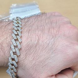 14K Cuban Bracelet Solid Gold Ice Style