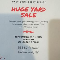 Yard Sale 9/13 & 9/14