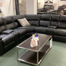 Black reclining sectional
