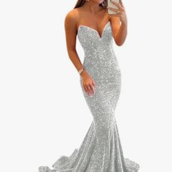 Sequin Prom Dresses 2024 Mermaid Homecoming Dress High Split Formal Party Evening Gowns for Women