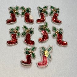 Vintage 90s Ivy Sequin Stocking Appliqués