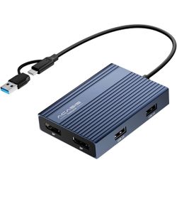ACASIS DisplayLink Docking Station Dual Monitor, 4K@60Hz DisplayPort Adapter for MacBook Air/Pro M1-M5/Neo/Windows,2 DP & 3 USB-A Ports, 100W PD Charg
