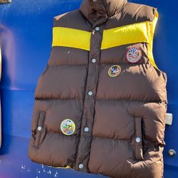 Vintage Ed Hardy by Christian Audigier Brown and Yellow Puffer Vest