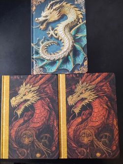 Set Of 3 Hardcover Dragon Themed Journals Notebooks