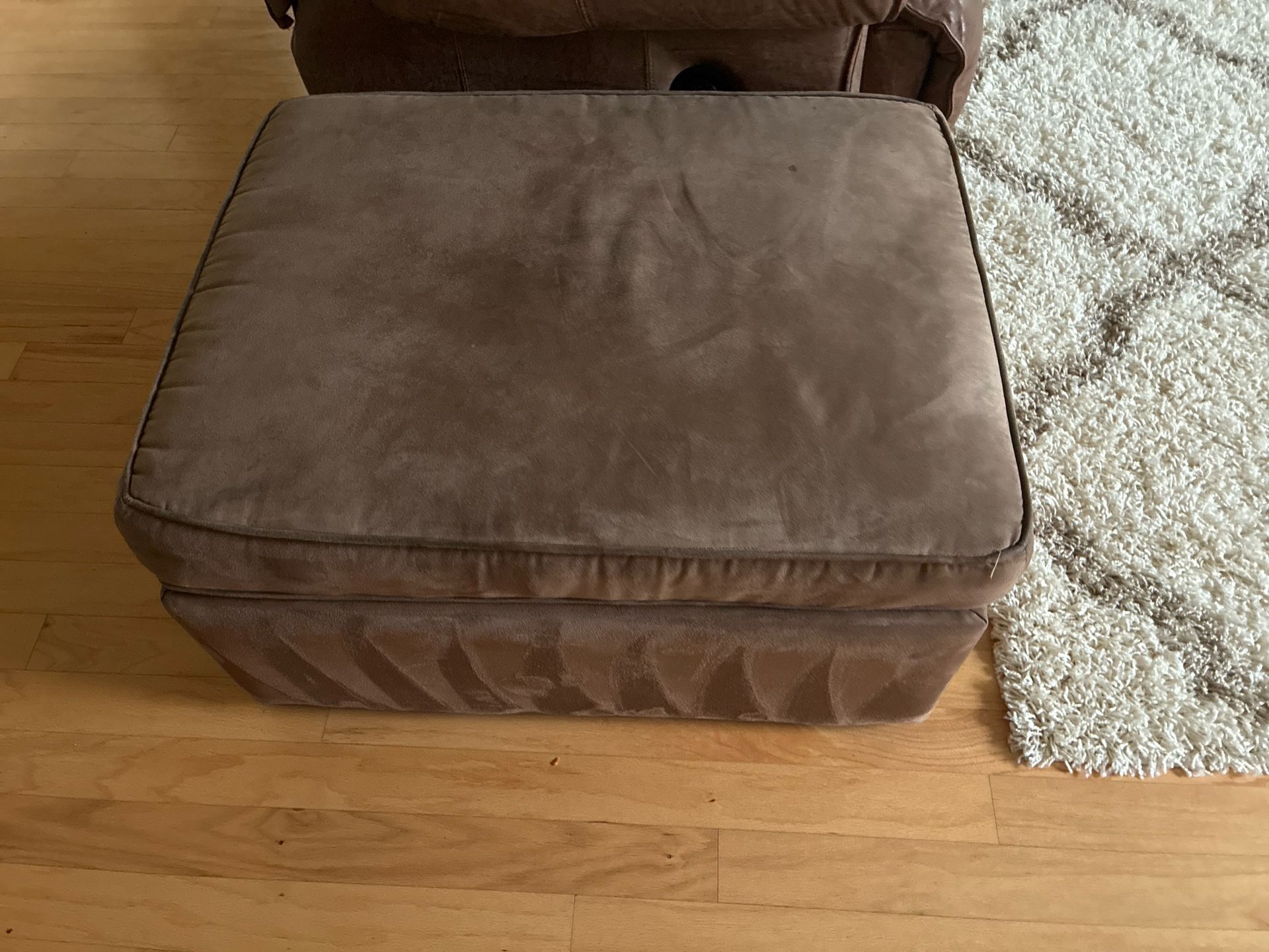 Brown Suede Ottoman – Plush & Comfy!