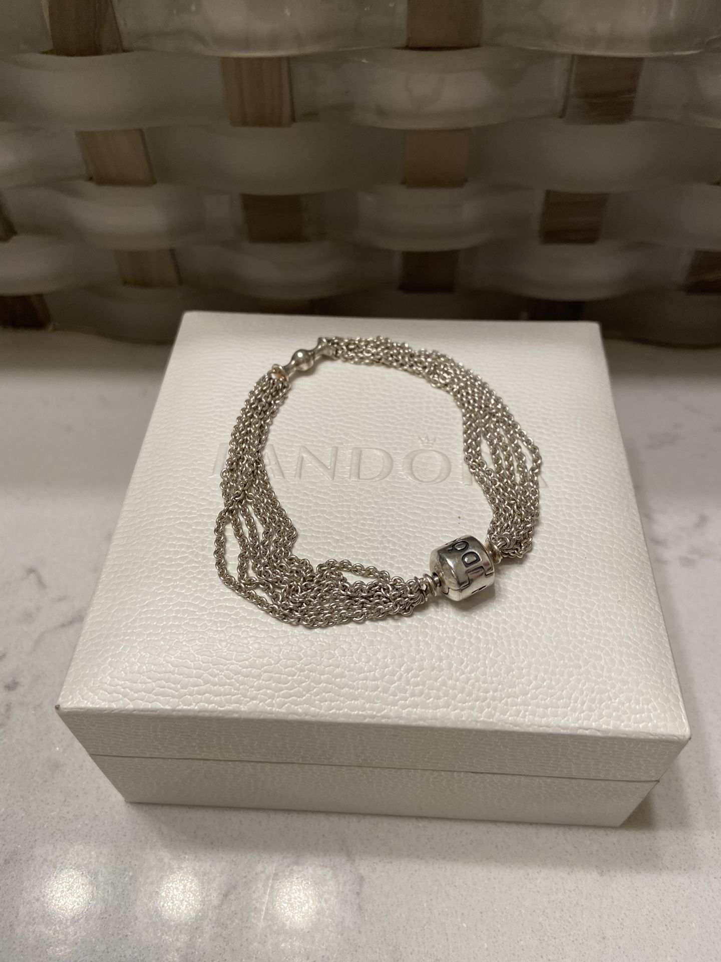 Pandora multi-strand/one station charm bracelet (20cm/7.9in)