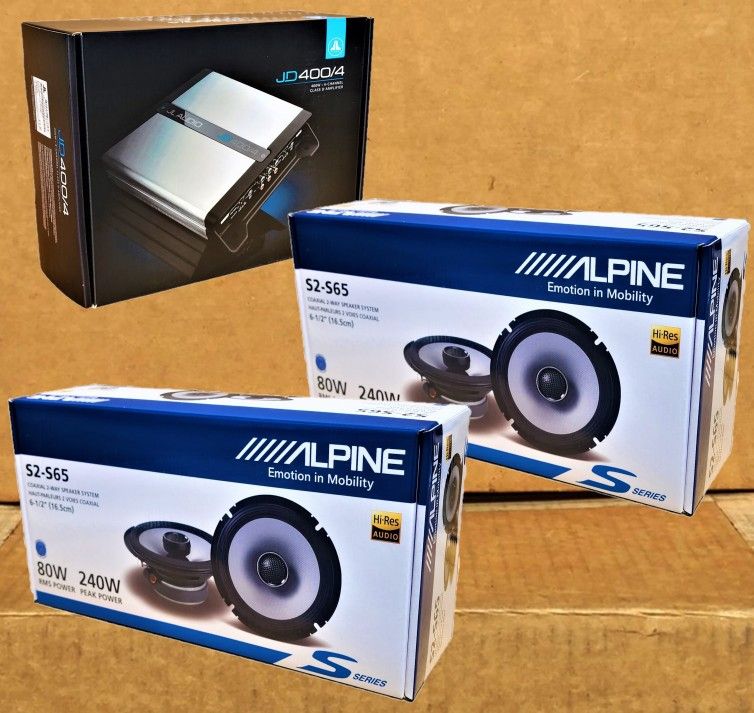 JL Audio 4 Channel Amplifier Alpine S Series Car Speakers 6 1/2" 2-Sets 480 Watts Package 🚨 Payment Options Available 🚨 No Credit Needed 🚨