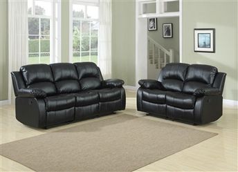 Brand new black leather reclining sofa + loveseat 2PCs set