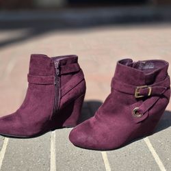 Wine color Rebel by Zigi "Keylie" wedge heel boots