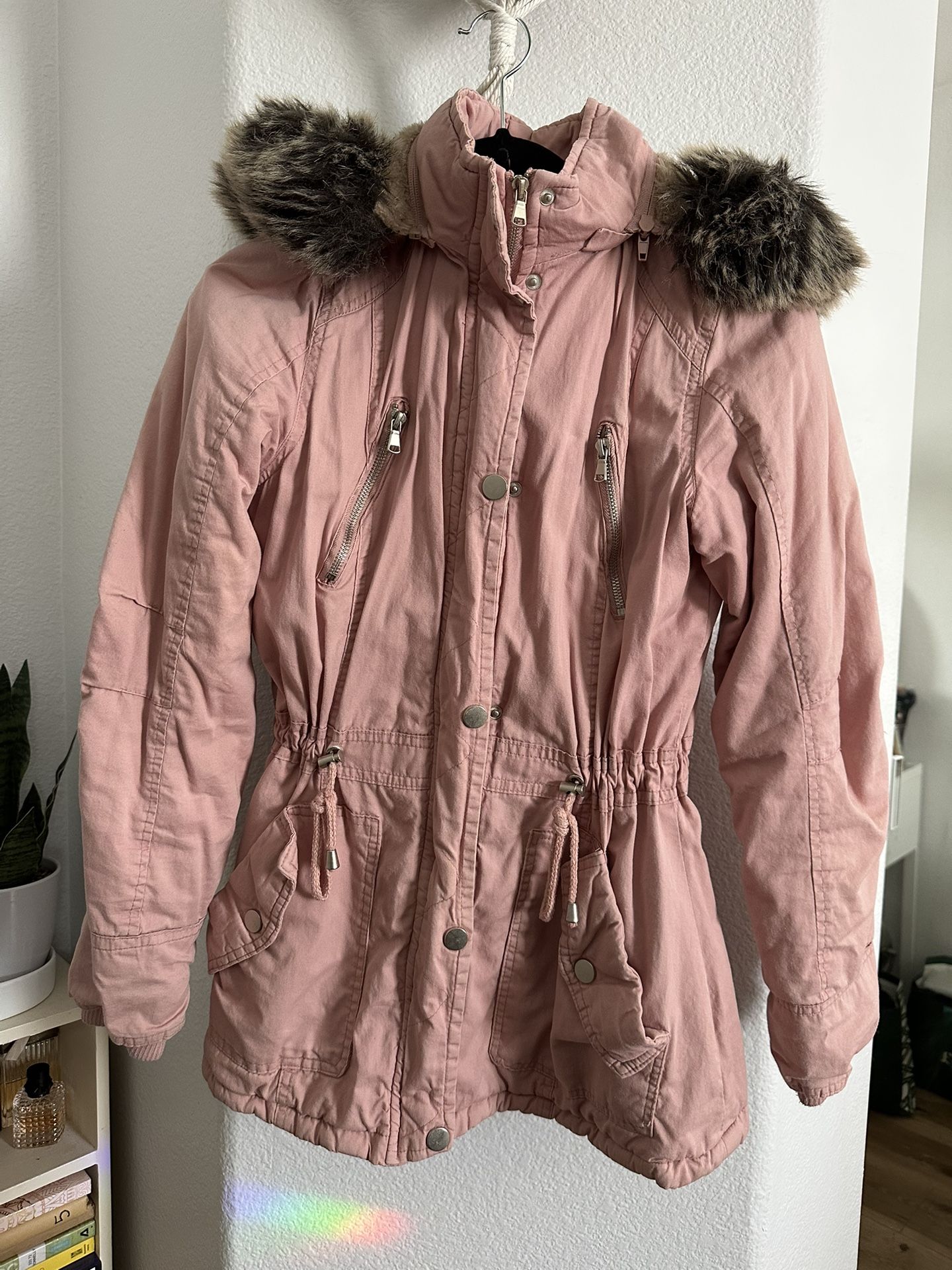 Pink Fur-Trimmed Parka Small