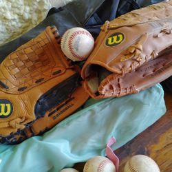 Two Baseball Mitts Wilson's