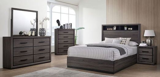 Brand New Grey 4pc Queen Bedroom Set (Available in California & Eastern King Size)