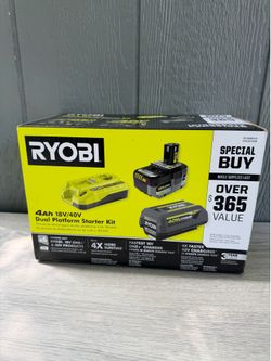 Ryobi ONE+ 18V/40V Starter Kit with (1) 18V 4Ah Battery, (1) 40V 4Ah Battery, and Dual Platform…