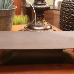 Rustic Iron Platter On Platform With Attacked Butterflies