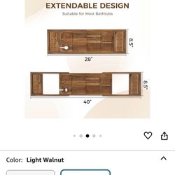 Teak Bathtub Tray - Luxury Bath Tray with Expandable Handles, W