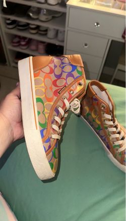 Coach High-Top Sneakers Rainbow Signature Print