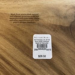Pottery Barn Acacia Wood Cheese Board
