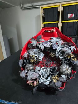 Halloween Gothic Black Rose Wreath